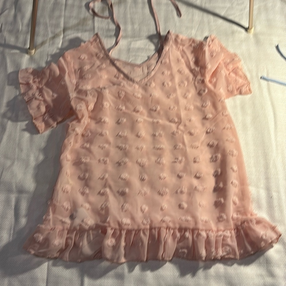 Girls Chiffon Swim Cover Up Swiss Dot Sheer Beach Wraps 3-12 Yrs Kids Pink, 5-6Y